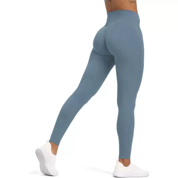 Aoxjox High Waisted Workout Leggings for Women Tummy Control High Rise Scrunch Buttery Soft Scarlett Yoga Pants 27quotSteel Blue