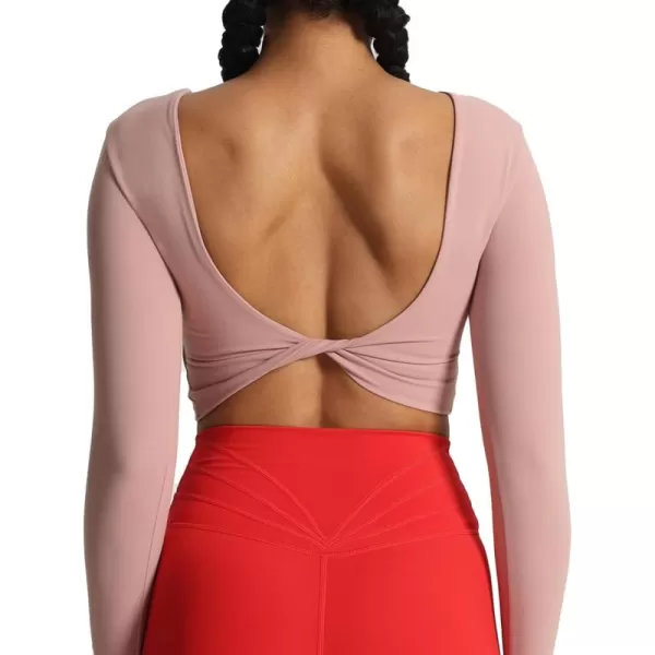 Aoxjox Long Sleeve Crop Tops for Women Emma Twist Back Workout Crop T Shirt TopWoodrose