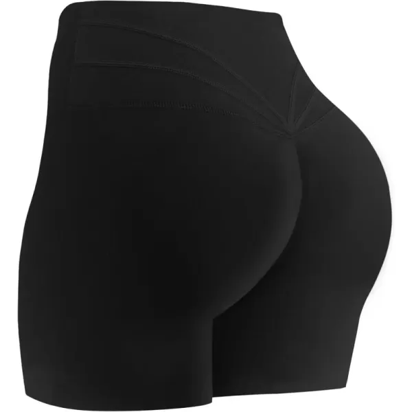 Aoxjox Trinity Workout Biker Shorts for Women Tummy Control High Waisted Exercise Athletic Gym Running Yoga Shorts 6quotBlack