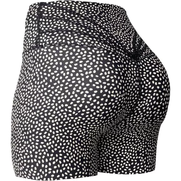 Aoxjox Trinity Workout Biker Shorts for Women Tummy Control High Waisted Exercise Athletic Gym Running Yoga Shorts 6quotBlackness Dot Print