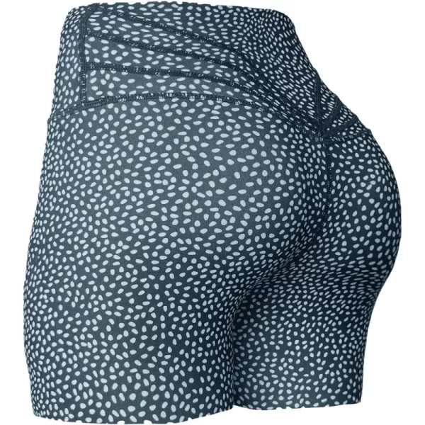 Aoxjox Trinity Workout Biker Shorts for Women Tummy Control High Waisted Exercise Athletic Gym Running Yoga Shorts 6quotBlueberry Dot Print