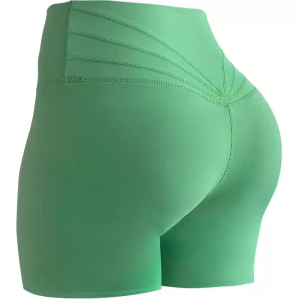Aoxjox Trinity Workout Biker Shorts for Women Tummy Control High Waisted Exercise Athletic Gym Running Yoga Shorts 6quotBottle Green