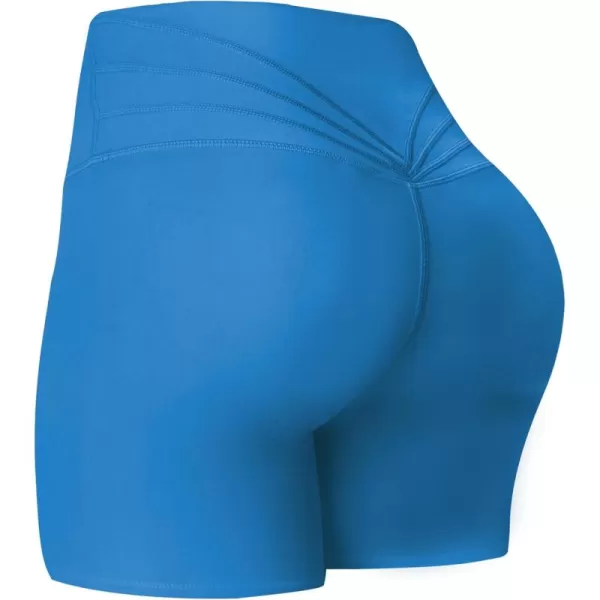 Aoxjox Trinity Workout Biker Shorts for Women Tummy Control High Waisted Exercise Athletic Gym Running Yoga Shorts 6quotDirectoire Blue