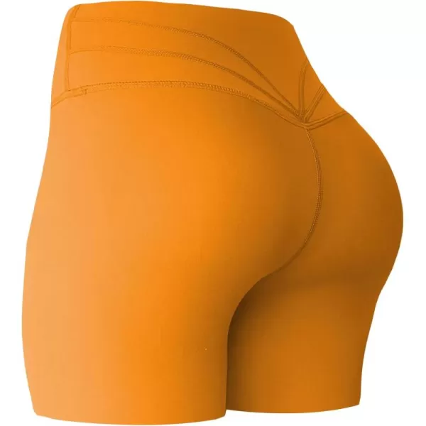 Aoxjox Trinity Workout Biker Shorts for Women Tummy Control High Waisted Exercise Athletic Gym Running Yoga Shorts 6quotHoney Ginger