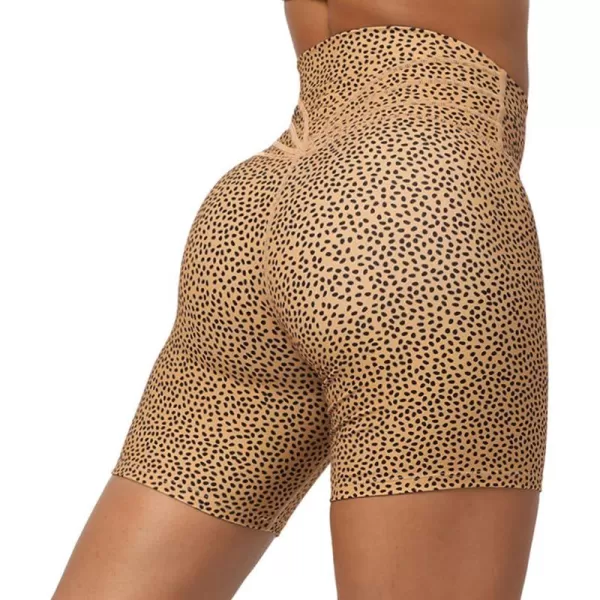 Aoxjox Trinity Workout Biker Shorts for Women Tummy Control High Waisted Exercise Athletic Gym Running Yoga Shorts 6quotIced Coffee Dot Print