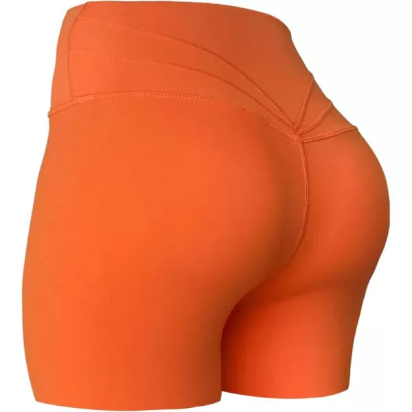 Aoxjox Trinity Workout Biker Shorts for Women Tummy Control High Waisted Exercise Athletic Gym Running Yoga Shorts 6quotOrange