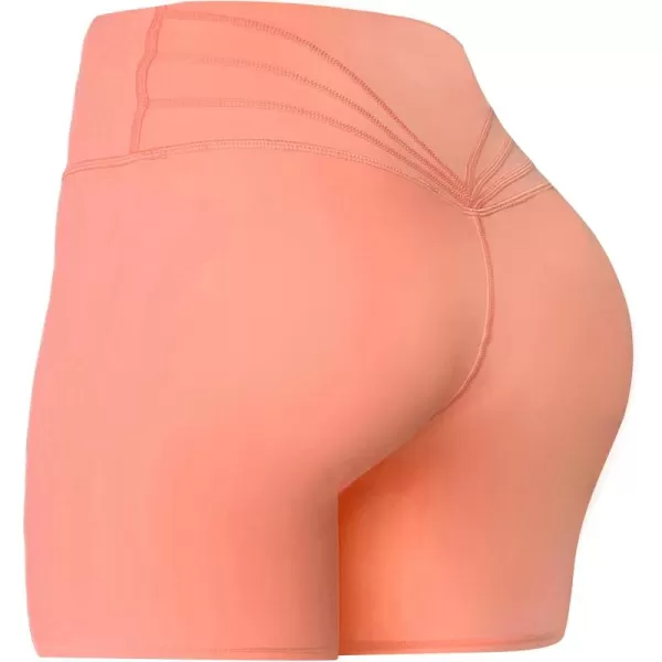 Aoxjox Trinity Workout Biker Shorts for Women Tummy Control High Waisted Exercise Athletic Gym Running Yoga Shorts 6quotPapayasee Through