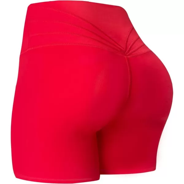 Aoxjox Trinity Workout Biker Shorts for Women Tummy Control High Waisted Exercise Athletic Gym Running Yoga Shorts 6quotRacing Red