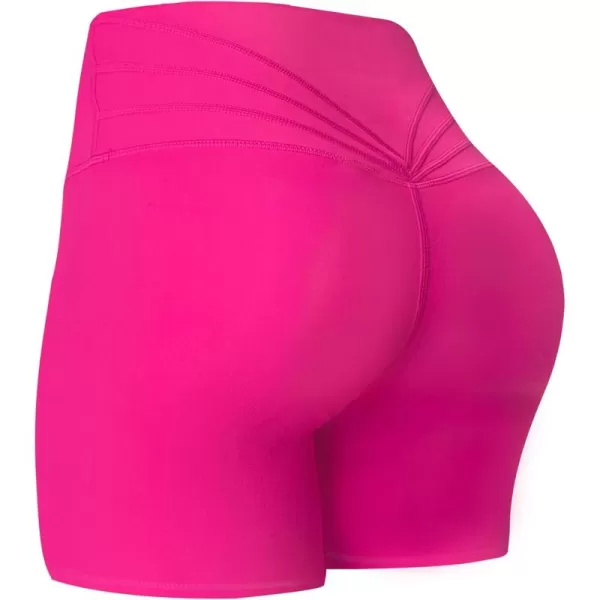 Aoxjox Trinity Workout Biker Shorts for Women Tummy Control High Waisted Exercise Athletic Gym Running Yoga Shorts 6quotRose Red