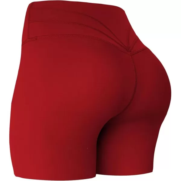Aoxjox Trinity Workout Biker Shorts for Women Tummy Control High Waisted Exercise Athletic Gym Running Yoga Shorts 6quotRumba Red