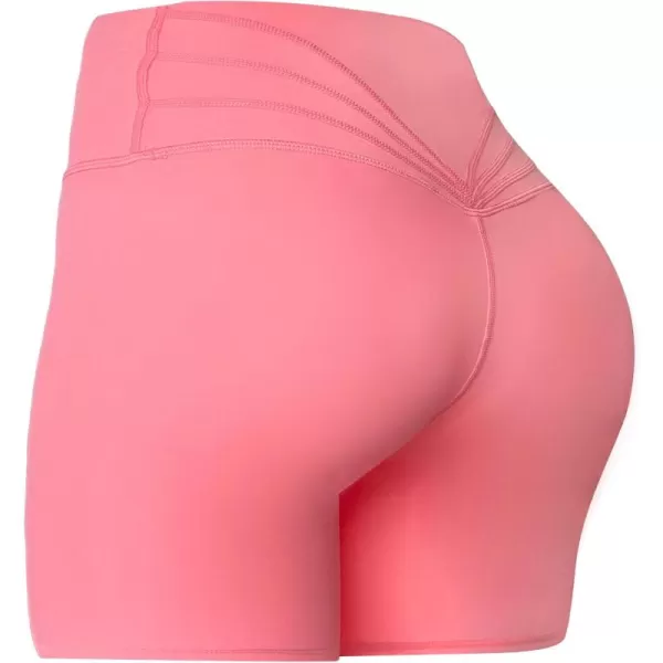 Aoxjox Trinity Workout Biker Shorts for Women Tummy Control High Waisted Exercise Athletic Gym Running Yoga Shorts 6quotSalmon Rosesee Through
