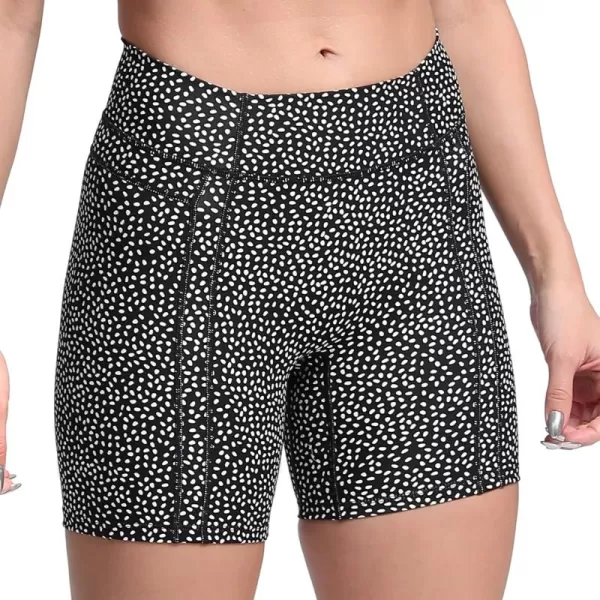 Aoxjox Trinity Workout Biker Shorts for Women Tummy Control High Waisted Exercise Athletic Gym Running Yoga Shorts 6quotScrunch 20 Black Dot Print
