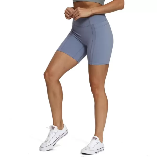 Aoxjox Trinity Workout Biker Shorts for Women Tummy Control High Waisted Exercise Athletic Gym Running Yoga Shorts 6quotScrunch 20 Lazuli