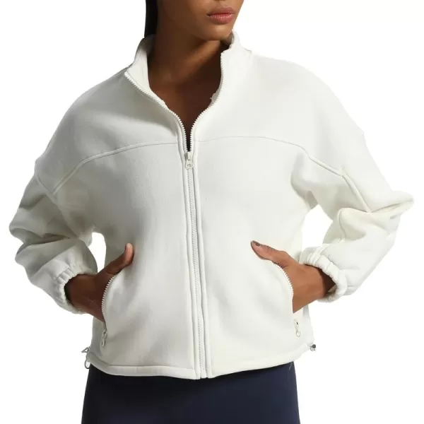 Aoxjox Womens Cotton Short Jacket with Fleece Oversized Warm Autumn Winter Long Sleeve Cloud JacketWhite