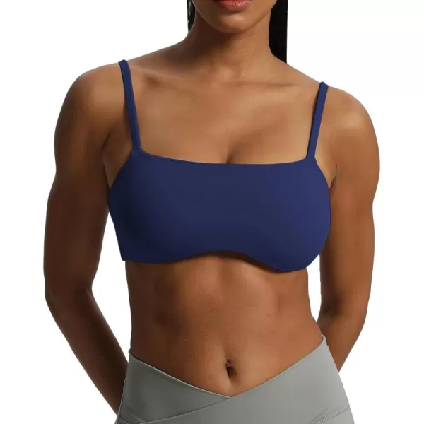 Aoxjox Womens Define Sculpt Bandeau Sports Bras Workout Curved Training Fitness Running Yoga Crop Tank TopBellwether Blue