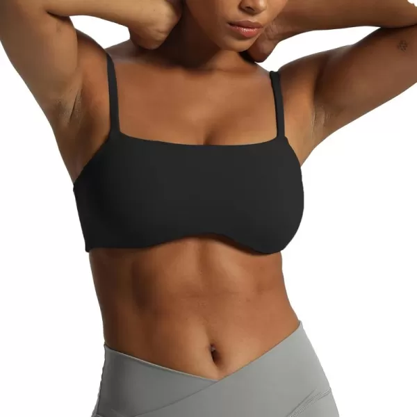 Aoxjox Womens Define Sculpt Bandeau Sports Bras Workout Curved Training Fitness Running Yoga Crop Tank TopBlack