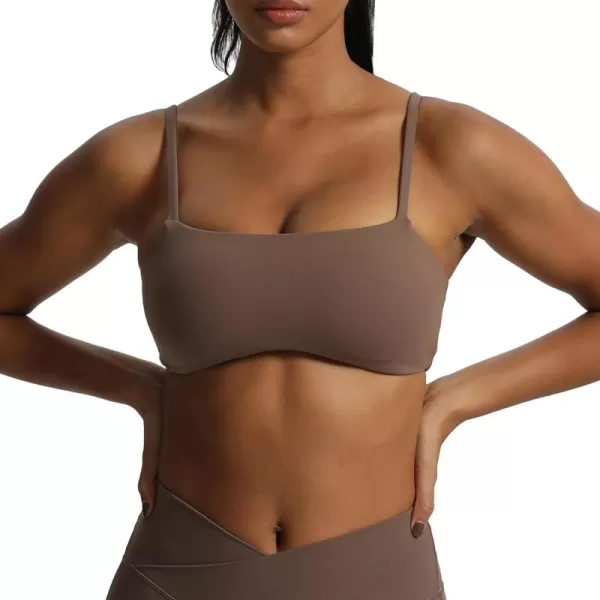 Aoxjox Womens Define Sculpt Bandeau Sports Bras Workout Curved Training Fitness Running Yoga Crop Tank TopFudge Coffee