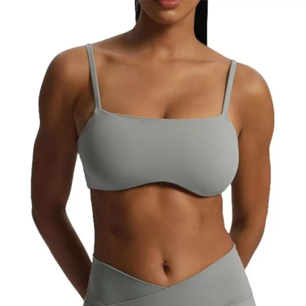 Aoxjox Womens Define Sculpt Bandeau Sports Bras Workout Curved Training Fitness Running Yoga Crop Tank TopGrey
