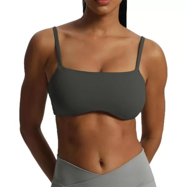 Aoxjox Womens Define Sculpt Bandeau Sports Bras Workout Curved Training Fitness Running Yoga Crop Tank TopIron Grey