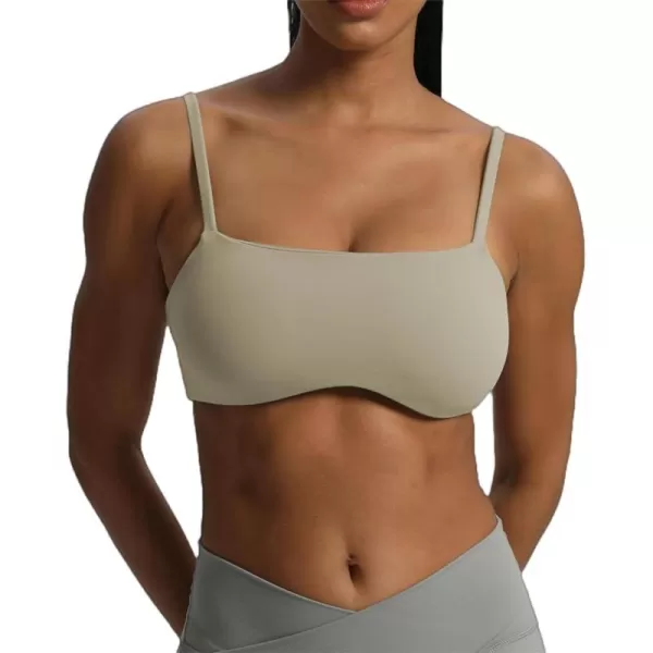 Aoxjox Womens Define Sculpt Bandeau Sports Bras Workout Curved Training Fitness Running Yoga Crop Tank TopMink