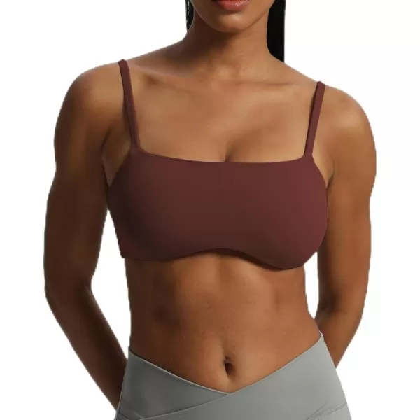 Aoxjox Womens Define Sculpt Bandeau Sports Bras Workout Curved Training Fitness Running Yoga Crop Tank TopRum Raisin