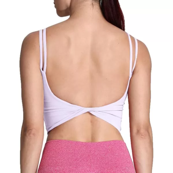 Aoxjox Womens Workout Sports Bras Fitness Padded Backless Yoga Crop Tank Top Twist Back CamiPurple Heather