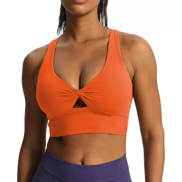Aoxjox Womens Workout Sports Bras Twist Front Fitness Padded Training Gym Bra Yoga Crop Lola Tank TopFirecracker
