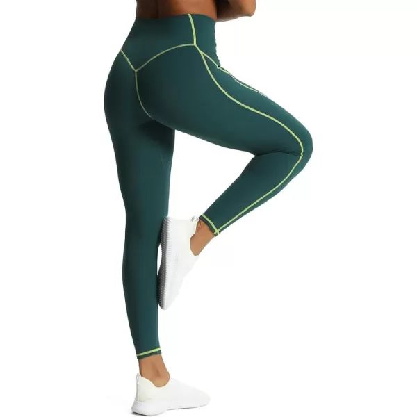 Aoxjox Workout Leggings for Women High Waisted Exercise Athletic Gym Fitness Yoga Lined Leggings 26Dark Sea Green Lime Green