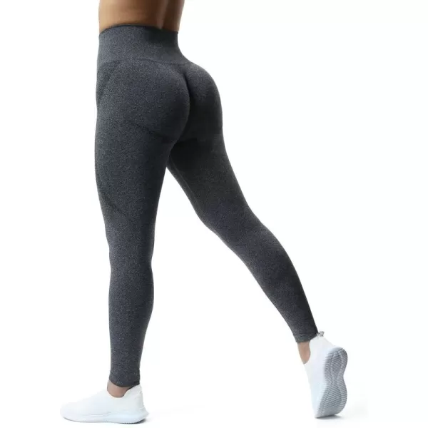 Aoxjox Workout Seamless Leggings for Women Smile Contour High Waisted Gym Yoga Pants TightsA Black Speckled Marlnot Squat Proof  a Bit See Through