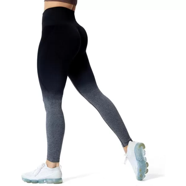 Aoxjox Workout Seamless Leggings for Women Smile Contour High Waisted Gym Yoga Pants TightsA BlackWhite Marl