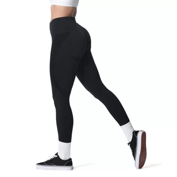 Aoxjox Workout Seamless Leggings for Women Smile Contour High Waisted Gym Yoga Pants TightsA Blacknot Squat Proof  a Bit See Through