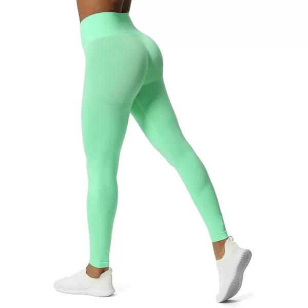 Aoxjox Workout Seamless Leggings for Women Smile Contour High Waisted Gym Yoga Pants TightsA Cabbage Green Marl Not Squat Proof