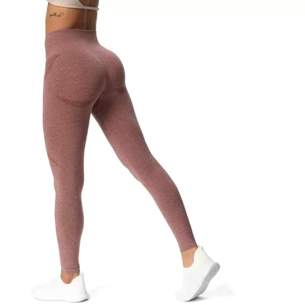 Aoxjox Workout Seamless Leggings for Women Smile Contour High Waisted Gym Yoga Pants TightsA Cherry Mahogany Marl