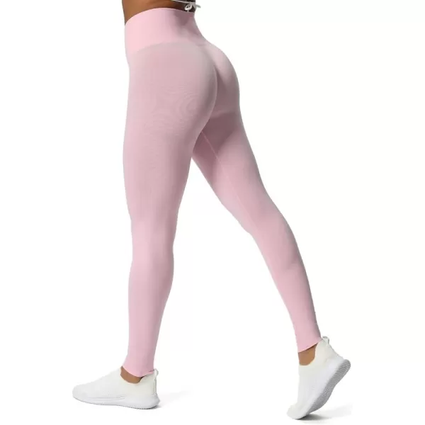 Aoxjox Workout Seamless Leggings for Women Smile Contour High Waisted Gym Yoga Pants TightsA Lilac Pink Marl Not Squat Proof