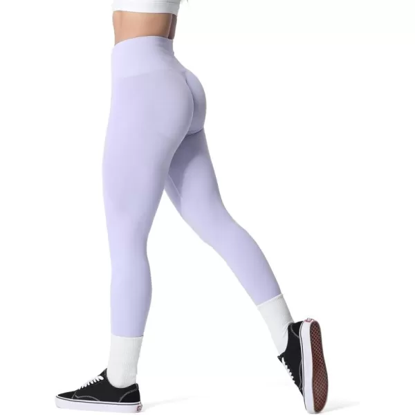 Aoxjox Workout Seamless Leggings for Women Smile Contour High Waisted Gym Yoga Pants TightsA Purple Heather Marl See Through But Very Cut