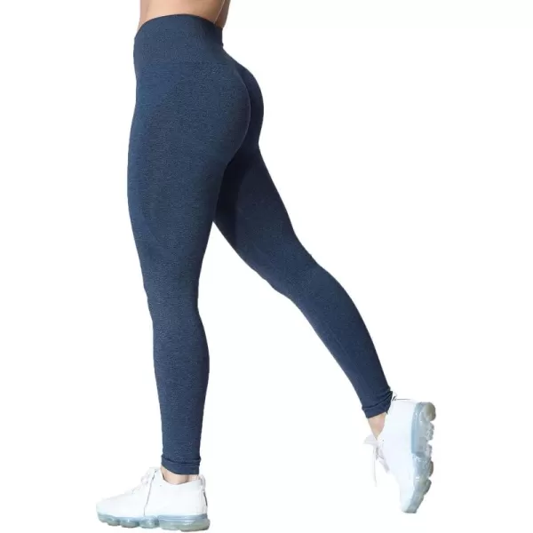 Aoxjox Workout Seamless Leggings for Women Smile Contour High Waisted Gym Yoga Pants TightsB Navy Marl