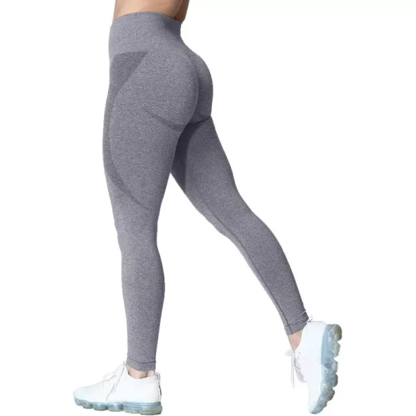 Aoxjox Workout Seamless Leggings for Women Smile Contour High Waisted Gym Yoga Pants TightsGrey Marl