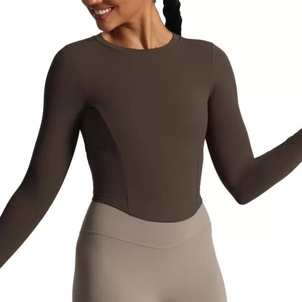 Aoxjox Long Sleeve TShirt for Women GEO Seamlines Padded Curve Longline Workout Crop TopMulch