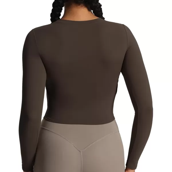 Aoxjox Long Sleeve TShirt for Women GEO Seamlines Padded Curve Longline Workout Crop TopMulch