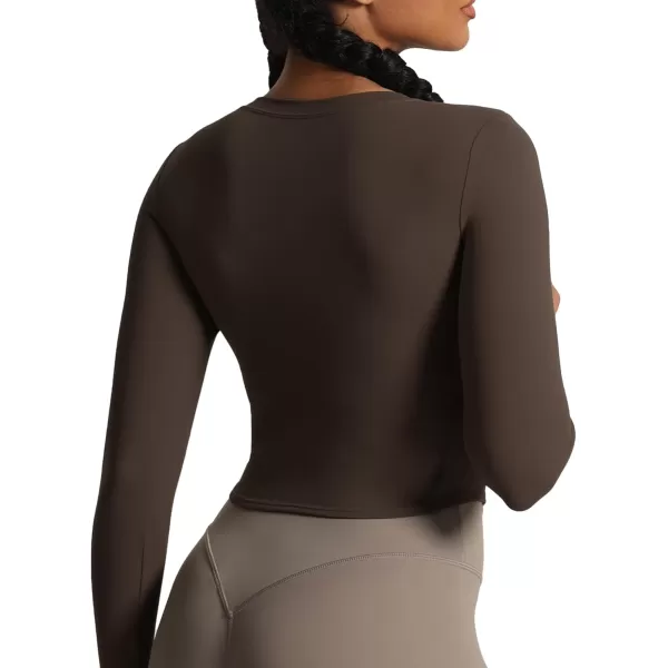 Aoxjox Long Sleeve TShirt for Women GEO Seamlines Padded Curve Longline Workout Crop TopMulch