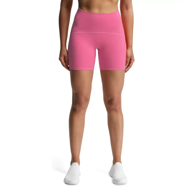 Aoxjox Scarlett Scrunch Workout Biker Shorts for Women Tummy Control High Rise Exercise Athletic Gym Running Yoga Shorts 6quotAzalea Pink