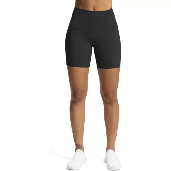 Aoxjox Scarlett Scrunch Workout Biker Shorts for Women Tummy Control High Rise Exercise Athletic Gym Running Yoga Shorts 6quotBlack