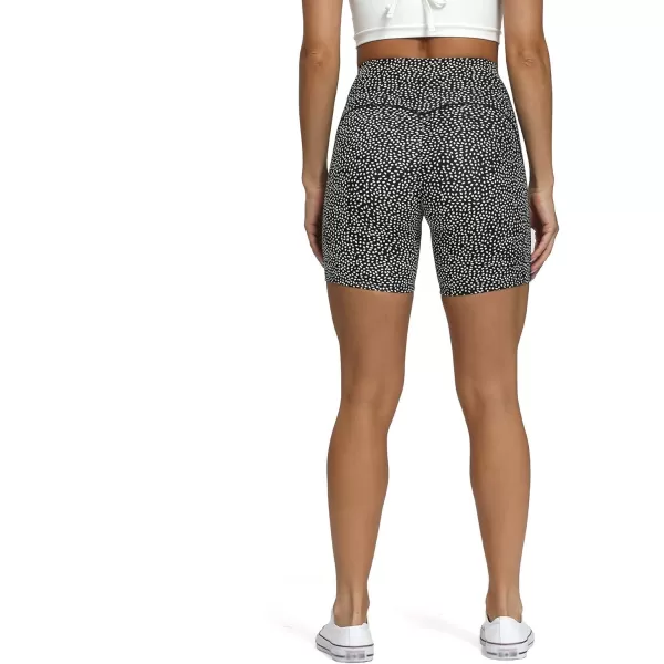 Aoxjox Scarlett Scrunch Workout Biker Shorts for Women Tummy Control High Rise Exercise Athletic Gym Running Yoga Shorts 6quotBlack Dot Print