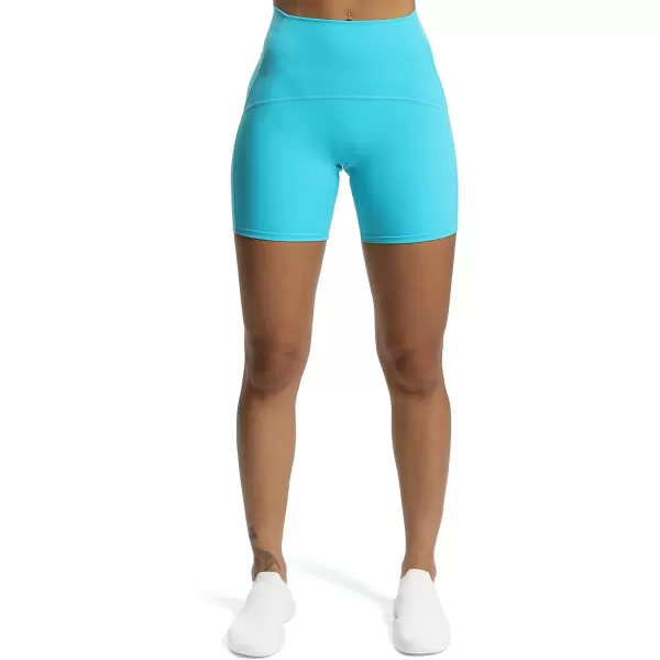Aoxjox Scarlett Scrunch Workout Biker Shorts for Women Tummy Control High Rise Exercise Athletic Gym Running Yoga Shorts 6quotCascade Blue