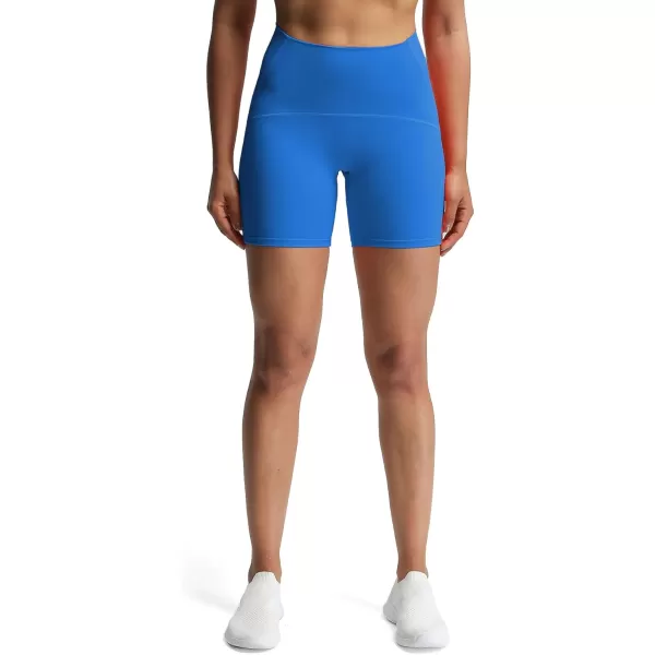Aoxjox Scarlett Scrunch Workout Biker Shorts for Women Tummy Control High Rise Exercise Athletic Gym Running Yoga Shorts 6quotDirectoire Blue