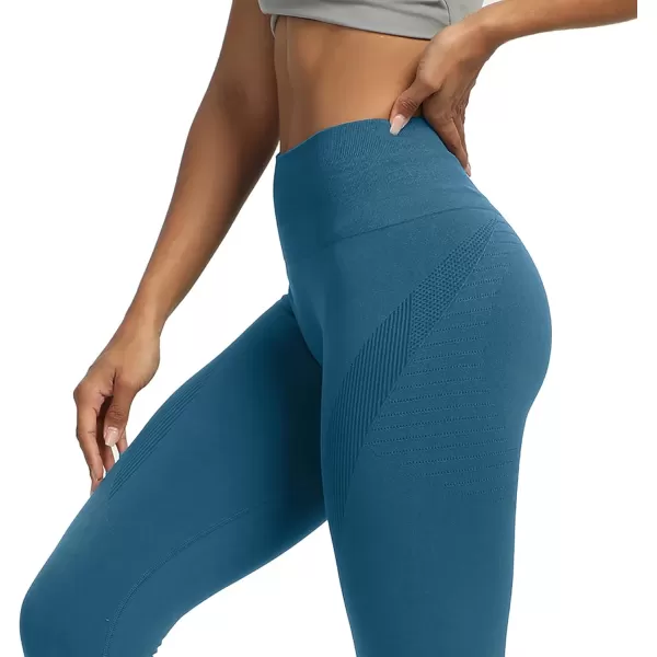Aoxjox Seamless Legging for Women Carbon Tummy Control Workout Gym Sport Active Yoga Fitness PantsAtlantic Blue