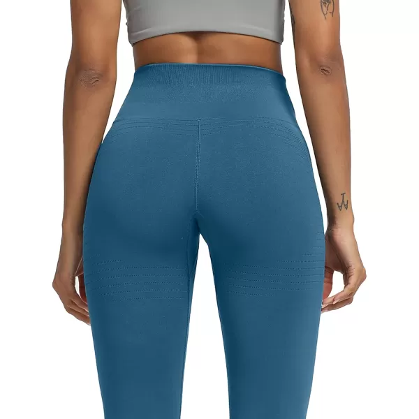 Aoxjox Seamless Legging for Women Carbon Tummy Control Workout Gym Sport Active Yoga Fitness PantsAtlantic Blue