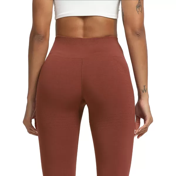 Aoxjox Seamless Legging for Women Carbon Tummy Control Workout Gym Sport Active Yoga Fitness PantsButterbrown