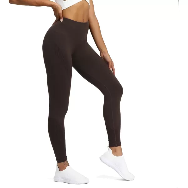 Aoxjox Seamless Legging for Women Carbon Tummy Control Workout Gym Sport Active Yoga Fitness PantsCherry Brown