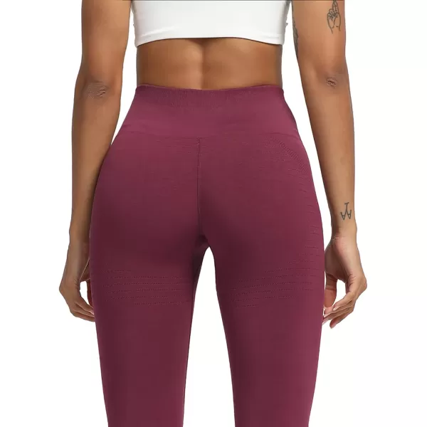 Aoxjox Seamless Legging for Women Carbon Tummy Control Workout Gym Sport Active Yoga Fitness PantsGrape Red